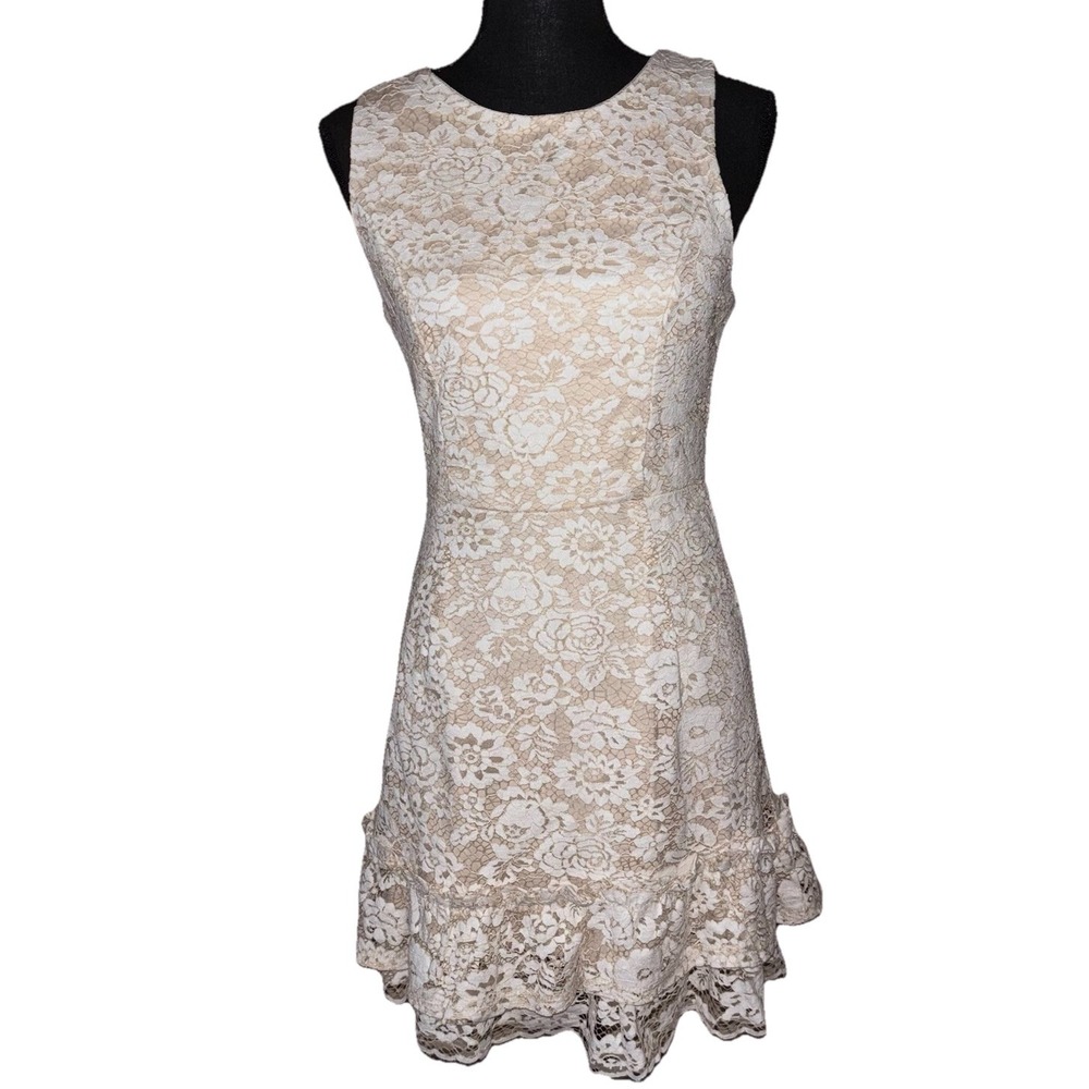 Altar'd State Beige Lace Over-Lay Fit Fairy  Dress Sz M - Picture 2 of 5